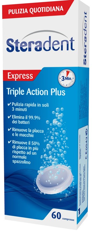 STERADENT TRIPLE ACTION PLUS 60 COMPRESSE PULENTI - FARMAPRIME