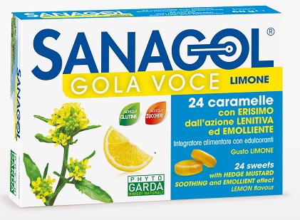 SANAGOL GOLA VOCE SENZA ZUCCHERO LIMONE 24 CARAMELLE - FARMAPRIME