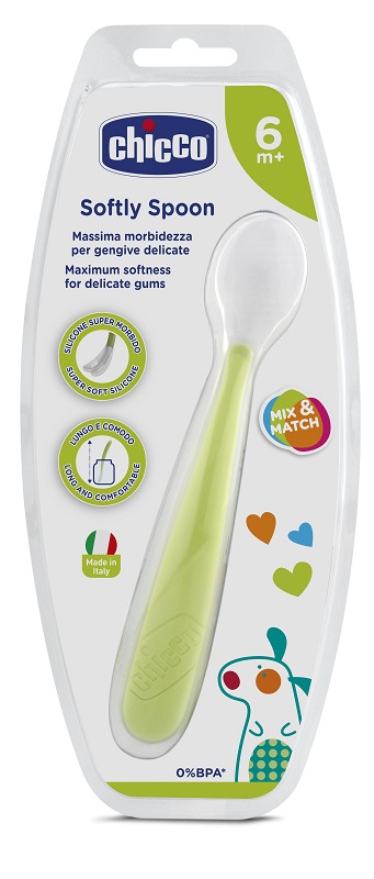 CHICCO CUCCHIAIO MORBIDO SILICONE 6M+ VERDE UP - FARMAPRIME