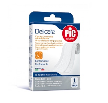 CEROTTO PIC DELICATE STRISCIA BIANCA CON TAMPONE ANTIBATTERICO CM 8X0,5 M - FARMAPRIME