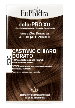 EUPHIDRA COLORPRO XD 530 CASTANO CHIARO DORATO GEL COLORANTE CAPELLI IN FLACONE + ATTIVANTE + BALSAMO + GUANTI - FARMAPRIME