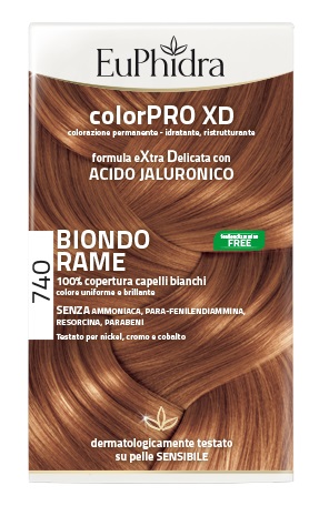 EUPHIDRA COLORPRO XD 740 BIONDO RAME GEL COLORANTE CAPELLI IN FLACONE + ATTIVANTE + BALSAMO + GUANTI - FARMAPRIME