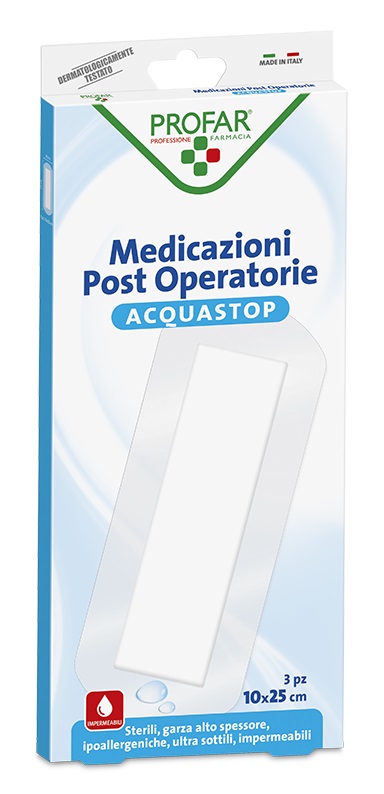ACQUASTOP MEDICAZIONE POST OPERATORIA PROFAR MED 10X25 CM 3 PEZZI - FARMAPRIME