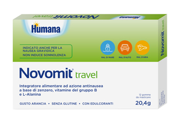 NOVOMIT TRAVEL 12 GOMME DA MASTICARE GUSTO ARANCIA - FARMAPRIME