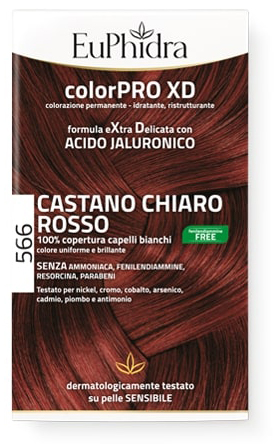 EUPHIDRA COLORPRO GEL COLORANTE CAPELLI XD 566 CASTANO CHIARO ROSSO 50 ML + ATTIVANTE + BALSAMO + GUANTI - FARMAPRIME