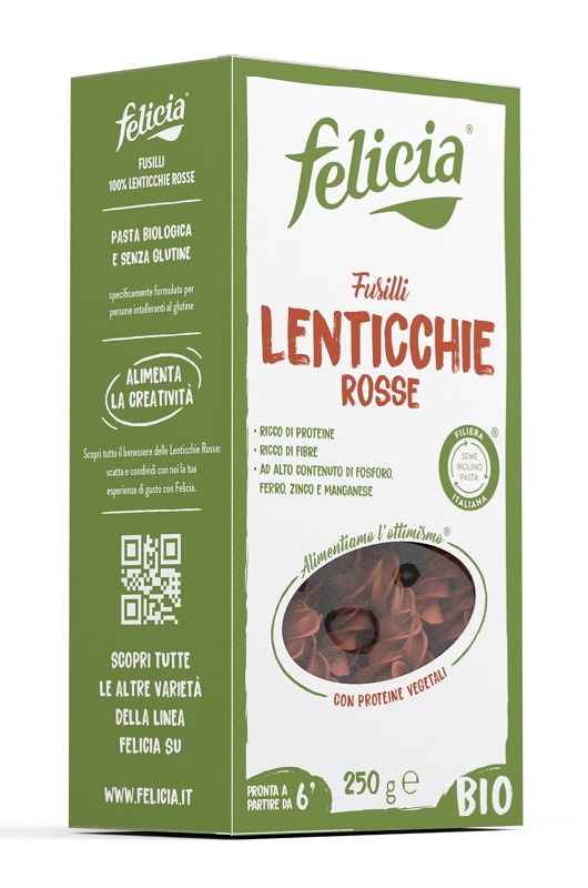 FELICIA BIO FUSILLI DI LENTICCHIE ROSSE 250 G - FARMAPRIME