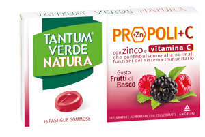 TANTUM VERDE NATURA PROPOLI+C CON ZINCO E VITAMINA C 15 PASTIGLIE GOMMOSE GUSTO FRUTTI DI BOSCO - FARMAPRIME