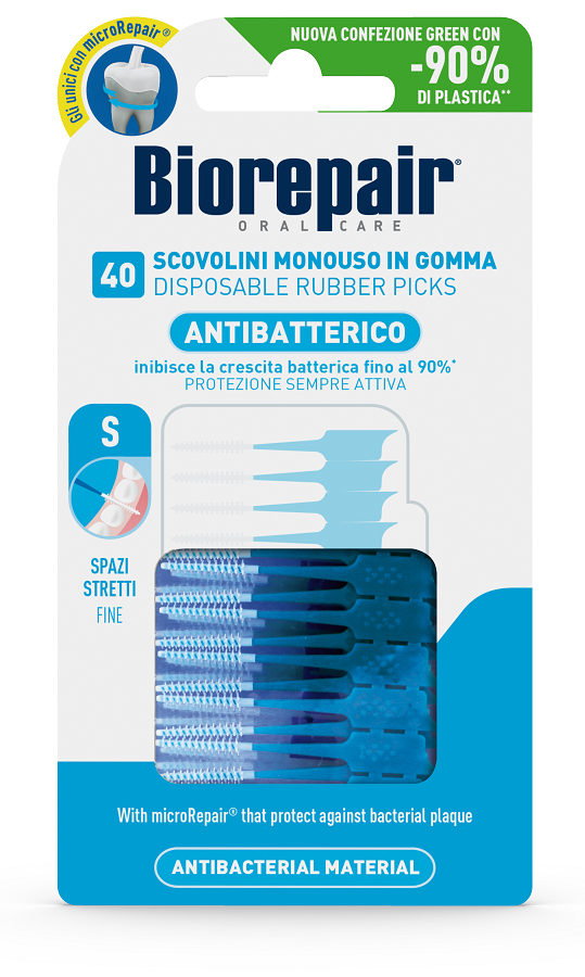 BIOREPAIR ORAL CARE ANTIBATTERICO SCOVOLINI MONOUSO IN GOMMA SPAZI STRETTI 40 PEZZI - FARMAPRIME