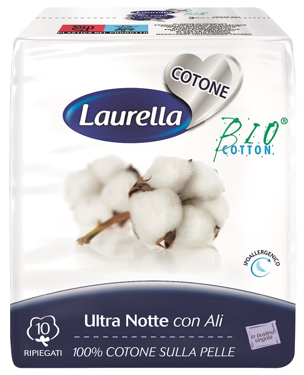 ASSORBENTE LAURELLA PER DONNA IN COTONE ULTRA ALI NOTTE 10 PEZZI - FARMAPRIME