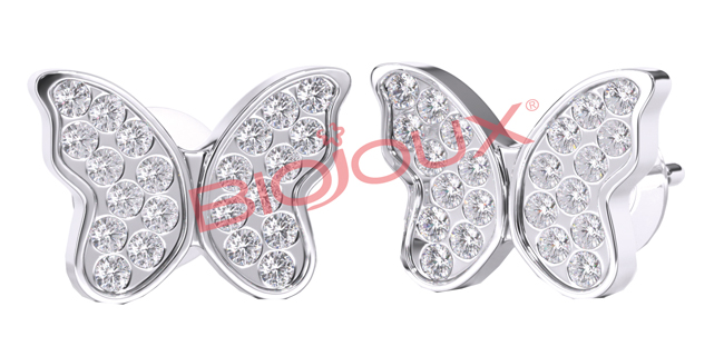 BJT979 ORECCHINI POST-FORATURA BUTTERFLY CRYSTALS 10MM - FARMAPRIME