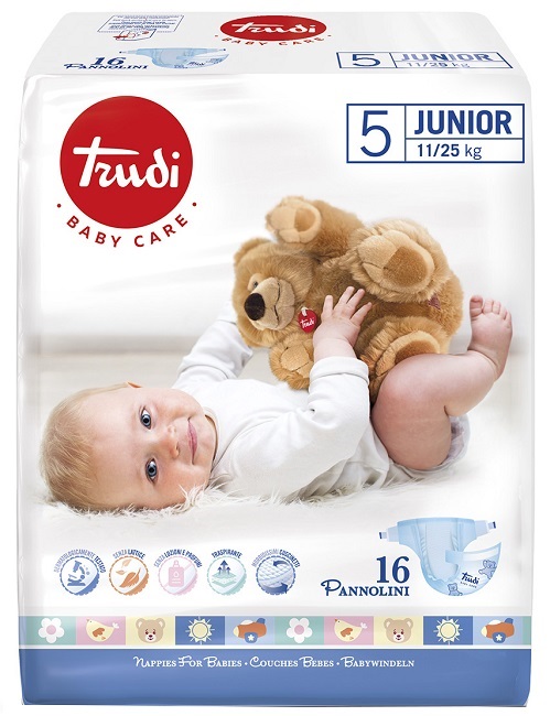 TRUDI BABY CARE PANNOLINO BAMBINI JUNIOR 11/25 KG 16 PEZZI - FARMAPRIME