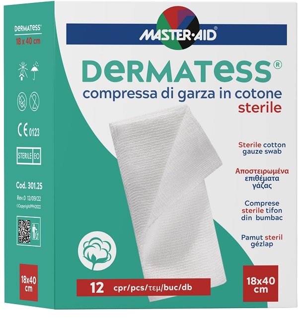 GARZA IDROFILA DERMATESS COTONE 18X40 12 PEZZI - FARMAPRIME